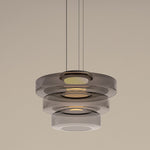 Suspension verre à étages Strato – Gris fumé, 3 couches D45cm
