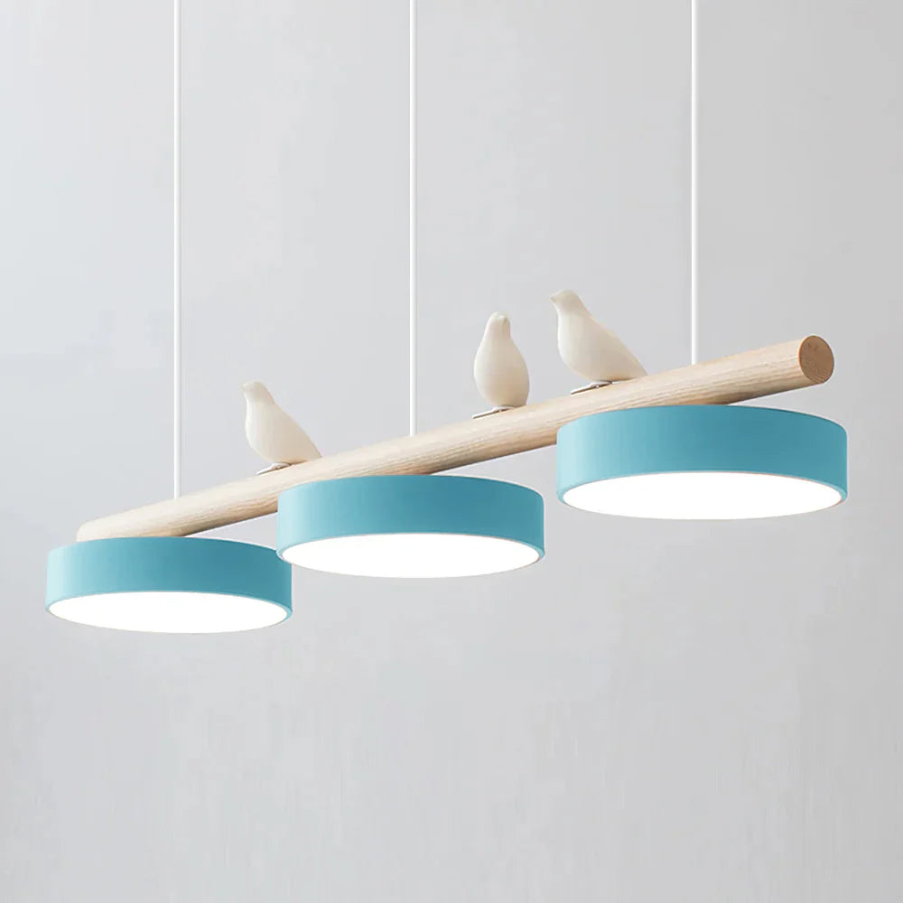 Suspension oiseau Passero coloris bleu, câble blanc