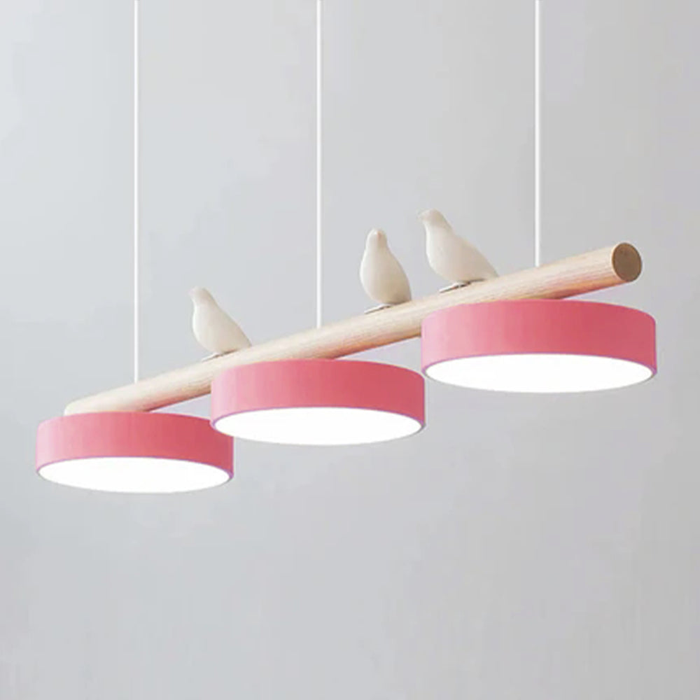 Suspension oiseau Passero coloris rose, câble blanc