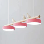 Suspension oiseau Passero coloris rose, câble blanc