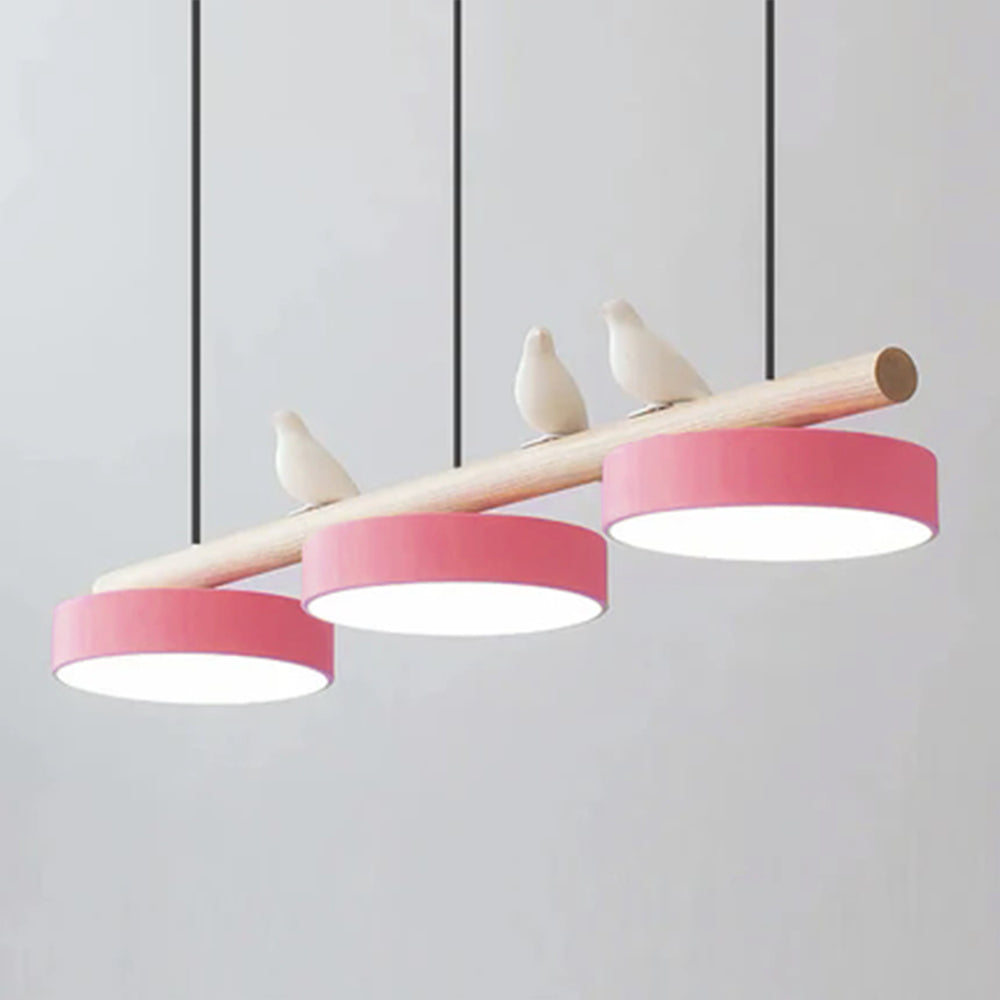 Suspension oiseau Passero coloris rose, câble noir