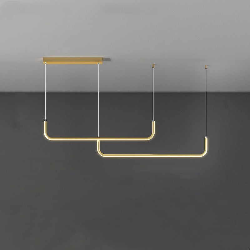 Suspension linéaire LED minimaliste Lineo – L120cm, Cadre doré