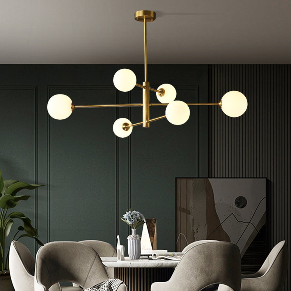 Lustre bulles de verre Perlata – 6 lumières, or