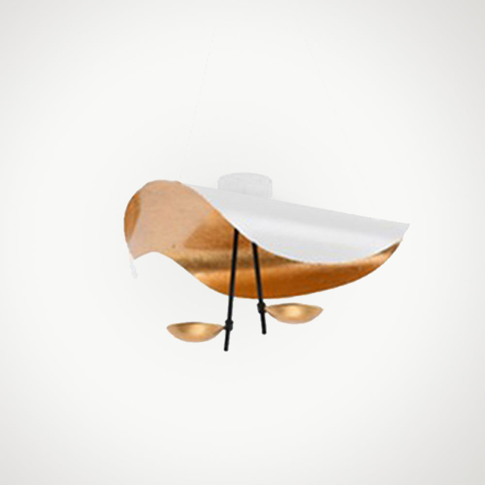 Plafonnier feuille LED design Fogliana – Blanc et or, version plafonnier