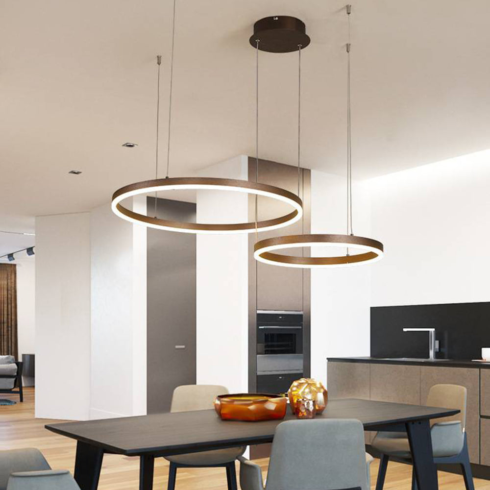 Suspension anneaux LED en cascade Cerchio – Cadre café