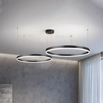 Suspension anneaux LED en cascade Cerchio – Cadre noir