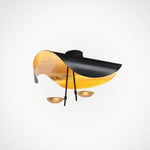 Plafonnier feuille LED design Fogliana – Noir et or, version plafonnier