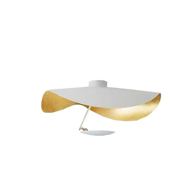 Plafonnier feuille LED design Fogliana – Blanc et or, version plafonnier