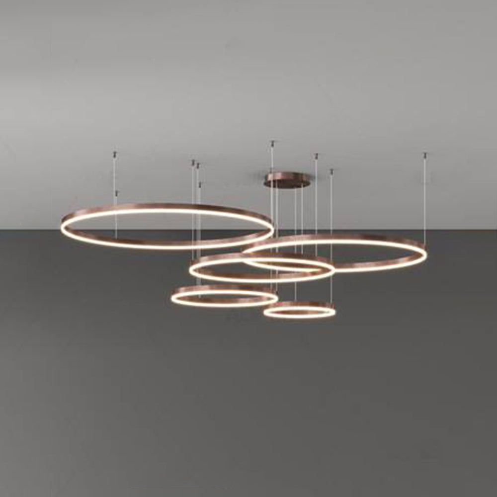 Suspension anneaux LED en cascade Cerchio – Cadre café