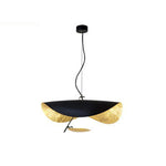 Plafonnier feuille LED design Fogliana – Noir et or, version suspension