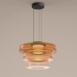 Suspension verre à étages Strato – Ambre, 3 couches D45cm