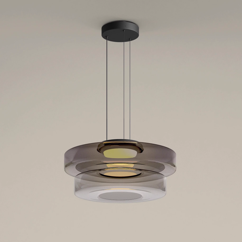 Suspension verre à étages Strato – Gris fumé