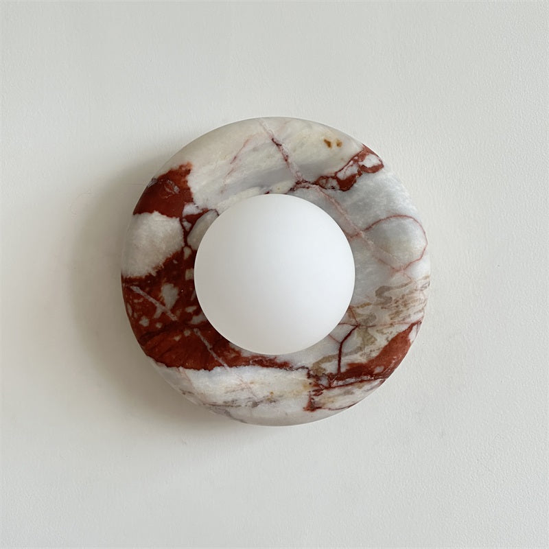 Applique murale aspect marbre & globe Marmora – Rouge marbré A744