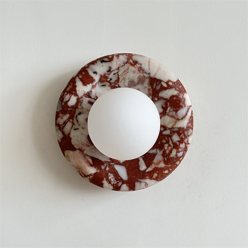 Applique murale aspect marbre & globe Marmora – Rouge marbré A752