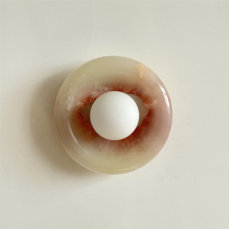Applique murale aspect marbre & globe Marmora – Blanc opaque B068