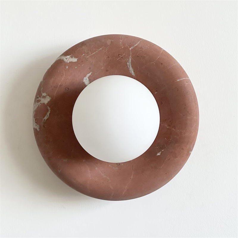 Applique murale aspect marbre & globe Marmora – Rouge corail B154