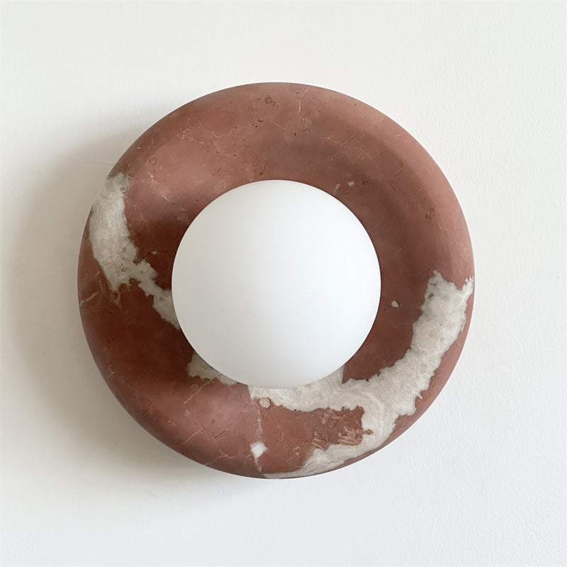 Applique murale aspect marbre & globe Marmora – Rouge corail B155