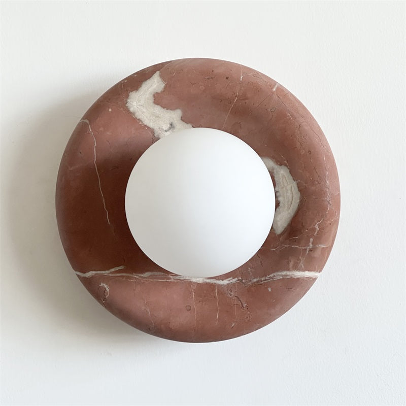 Applique murale aspect marbre & globe Marmora – Rouge corail B157