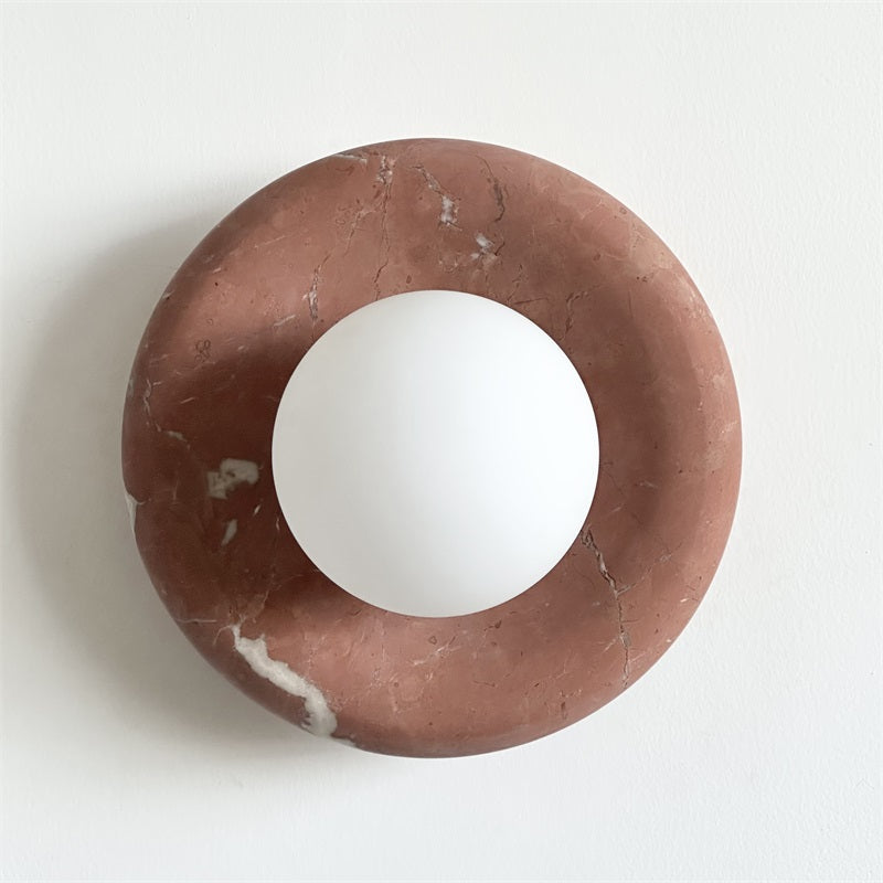 Applique murale aspect marbre & globe Marmora – Rouge corail B158