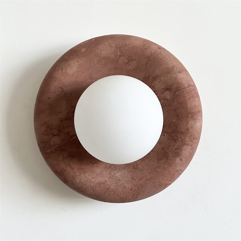 Applique murale aspect marbre & globe Marmora – Rouge corail B161