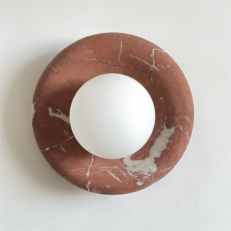 Applique murale aspect marbre & globe Marmora – Rouge corail B164