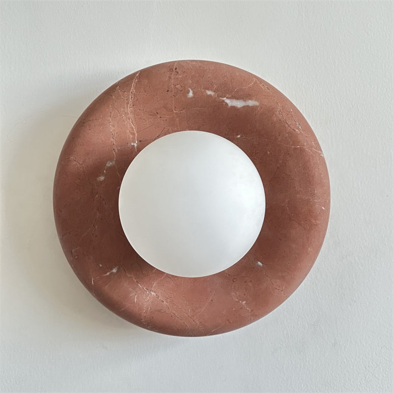 Applique murale aspect marbre & globe Marmora – Rouge corail B166