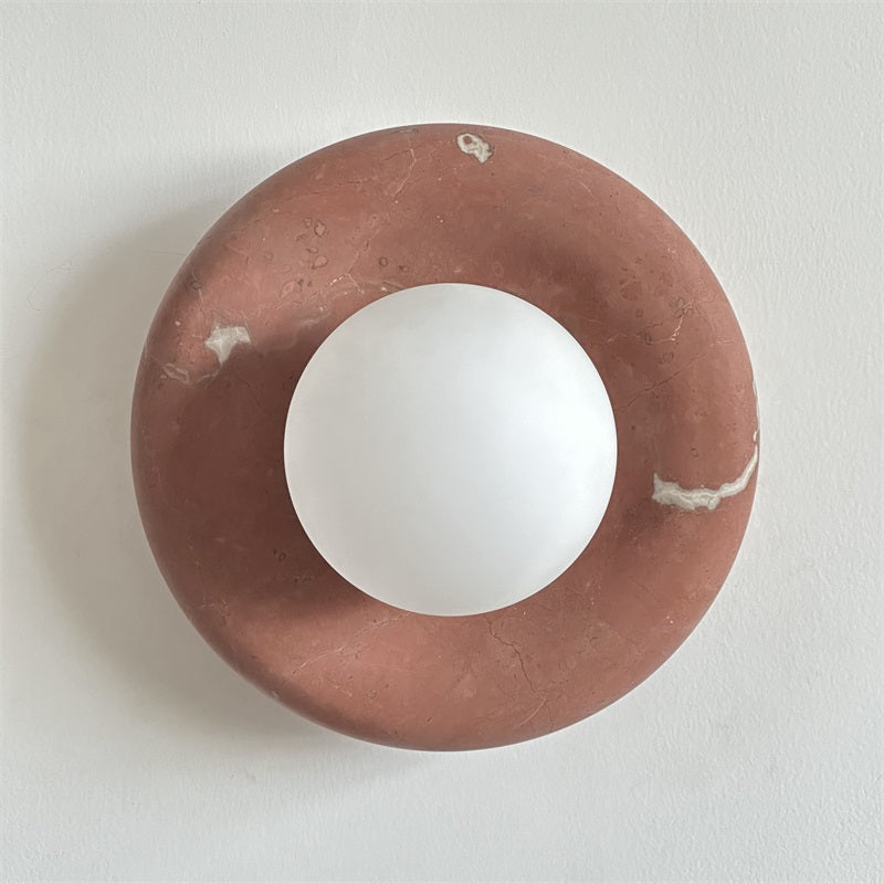 Applique murale aspect marbre & globe Marmora – Rouge corail B168