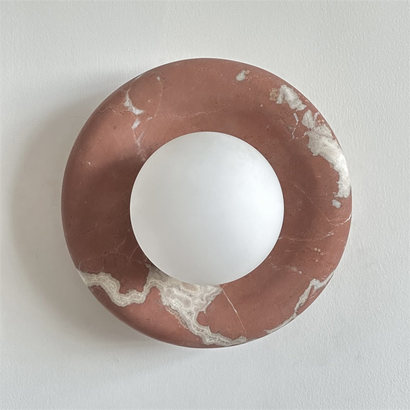 Applique murale aspect marbre & globe Marmora – Rouge corail B169