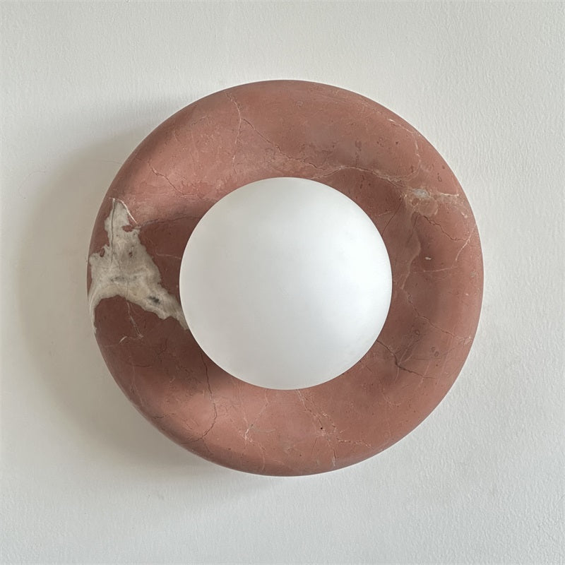 Applique murale aspect marbre & globe Marmora – Rouge corail B171