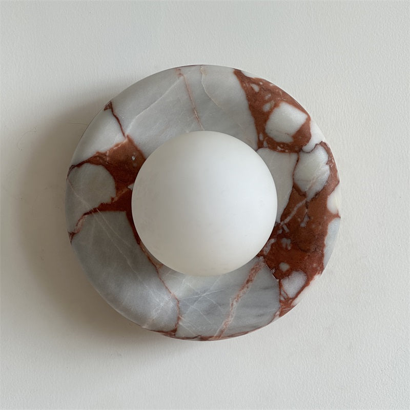 Applique murale aspect marbre & globe Marmora – Rouge marbré B179