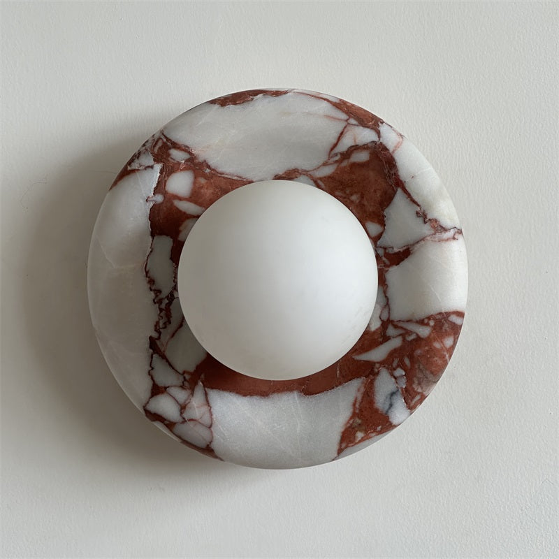 Applique murale aspect marbre & globe Marmora – Rouge marbré B182