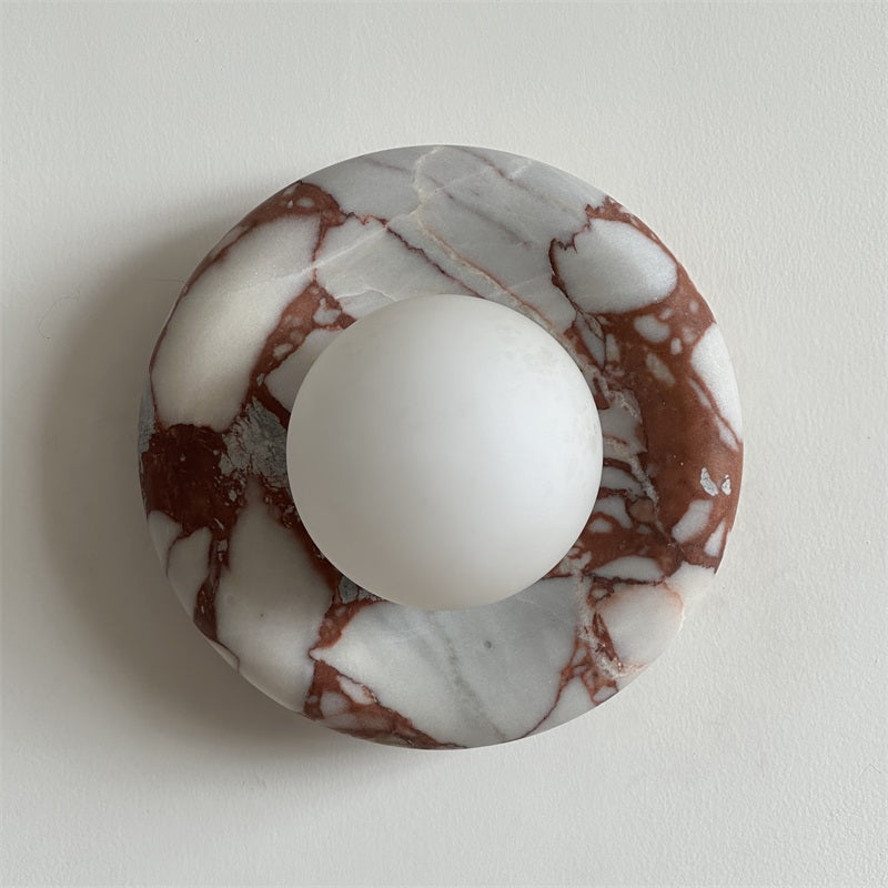 Applique murale aspect marbre & globe Marmora – Rouge marbré B187