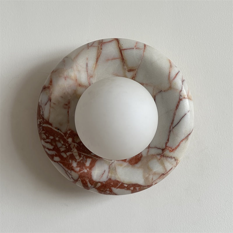 Applique murale aspect marbre & globe Marmora – Rouge marbré B188