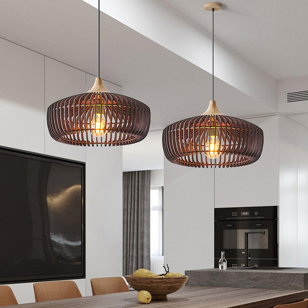 Suspension effet bois japandi Quieta – Noyer