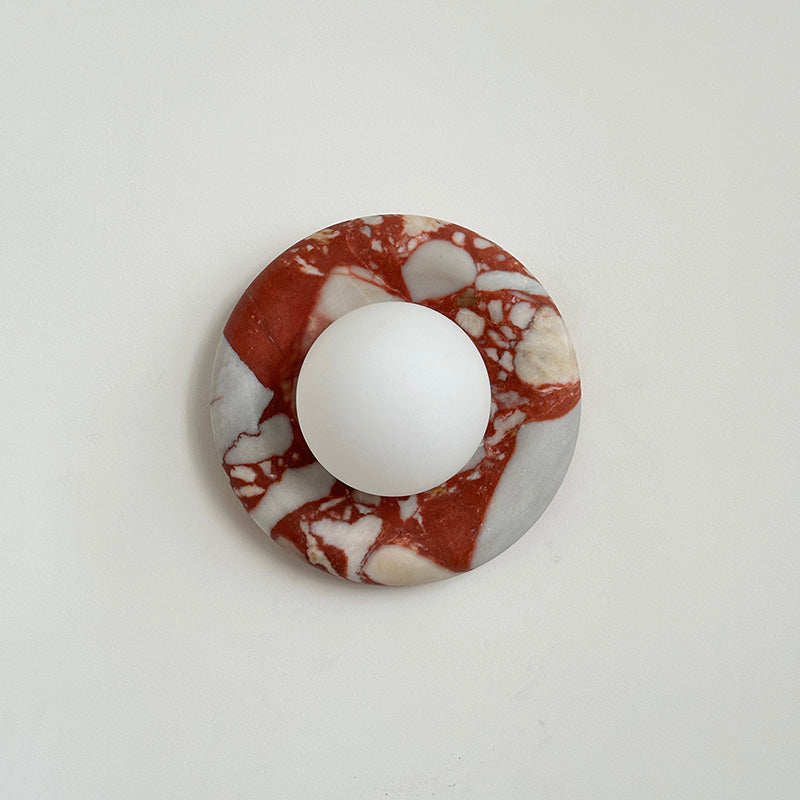 Applique murale aspect marbre & globe Marmora – Rouge marbré A639
