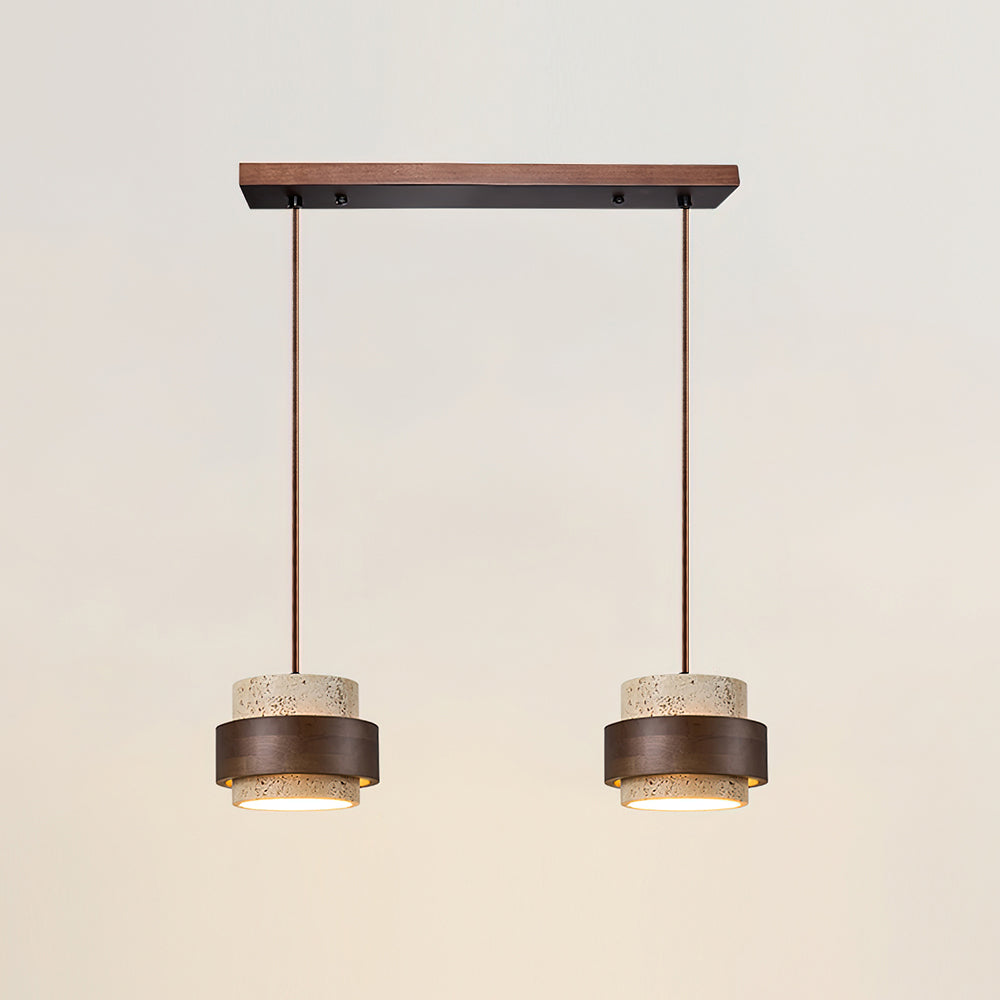 Suspension aspect travertin Travia – 2 Lampes L 60cm x H 150cm