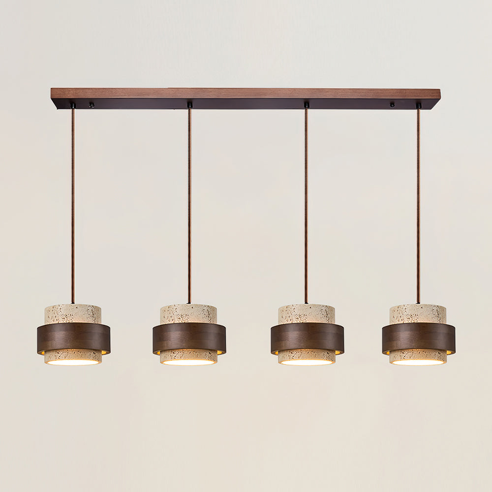 Suspension aspect travertin Travia – 4 Lampes L 100cm x H 150cm