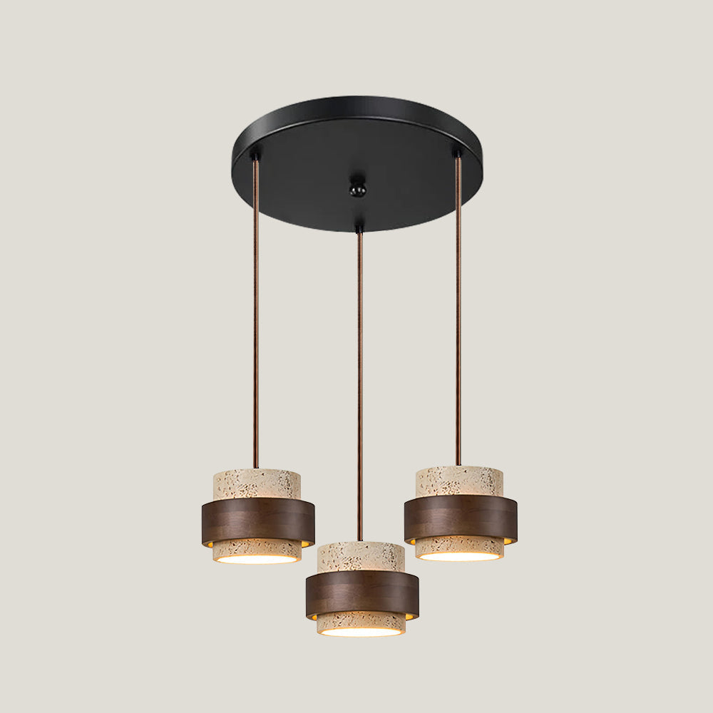 Suspension aspect travertin Travia – 3 Lampes Dia 30cm x H 150cm