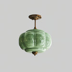 Plafonnier semi-encastré en verre Smeralda – Dia 38cm x H 32cm, Or et vert