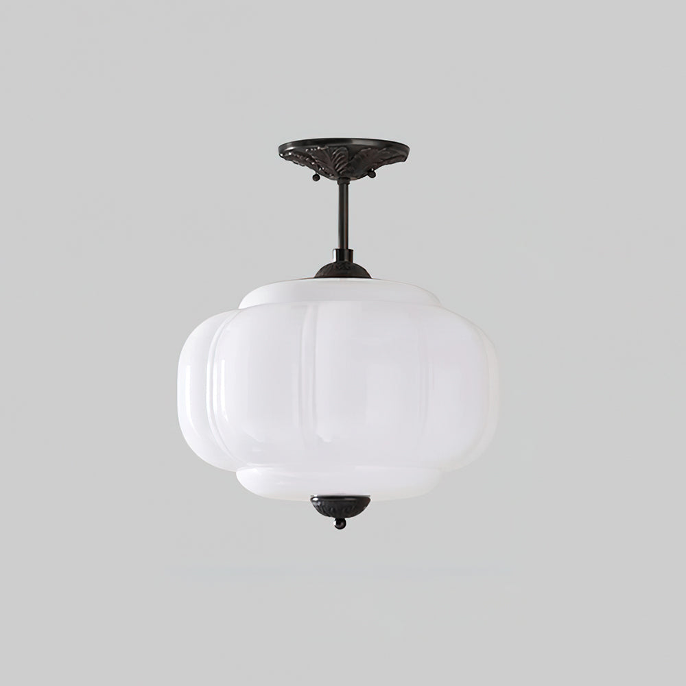Plafonnier semi-encastré en verre Smeralda – Dia 38cm x H 32cm, Noir et blanc