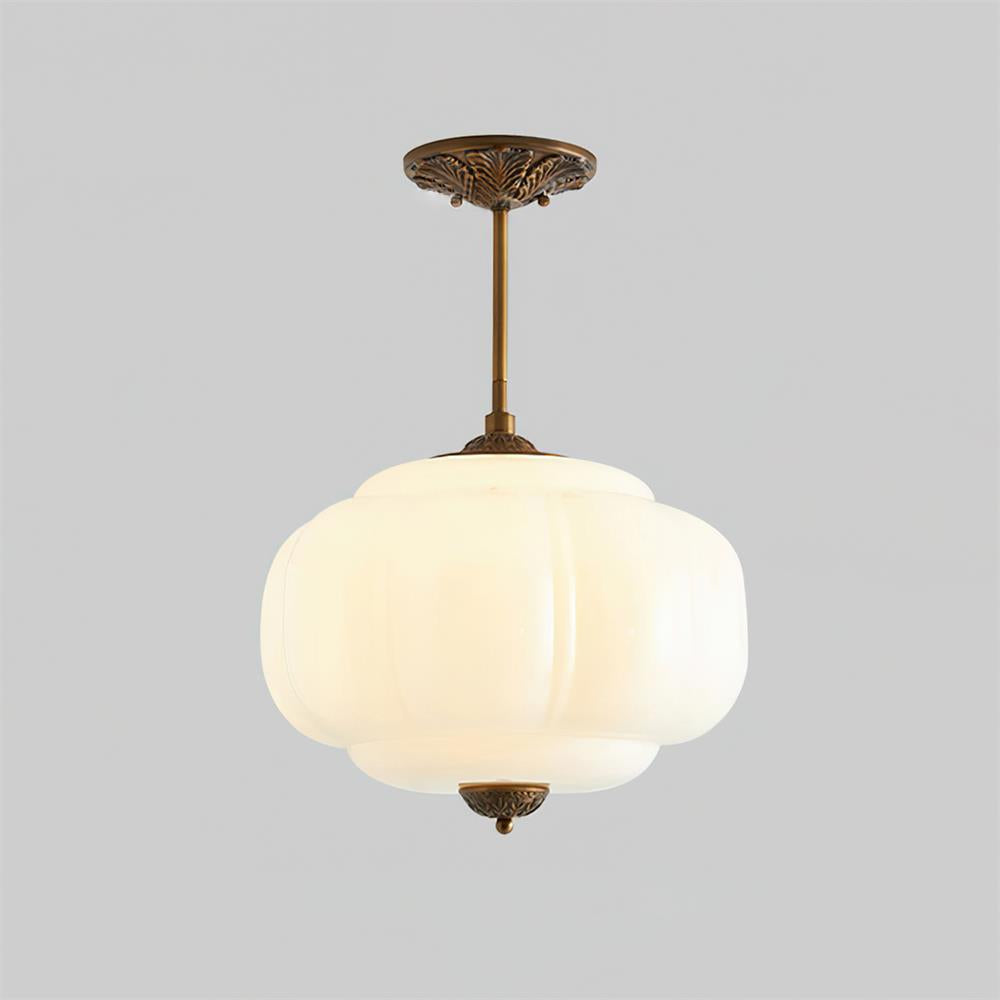 Plafonnier semi-encastré en verre Smeralda – Dia 38cm x H 52cm, Or et blanc