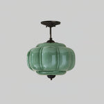 Plafonnier semi-encastré en verre Smeralda – Dia 38cm x H 32cm, Noir et vert
