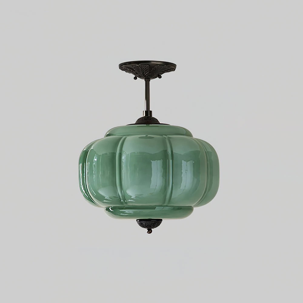 Plafonnier semi-encastré en verre Smeralda – Dia 38cm x H 32cm, Noir et vert