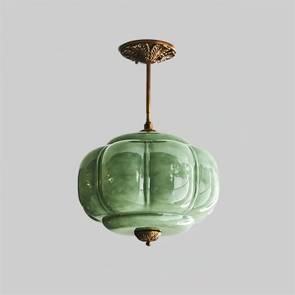 Plafonnier semi-encastré en verre Smeralda – Dia 38cm x H 52cm, Or et vert