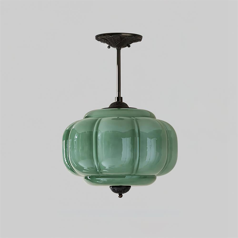 Plafonnier semi-encastré en verre Smeralda – Dia 38cm x H 52cm, Noir et vert