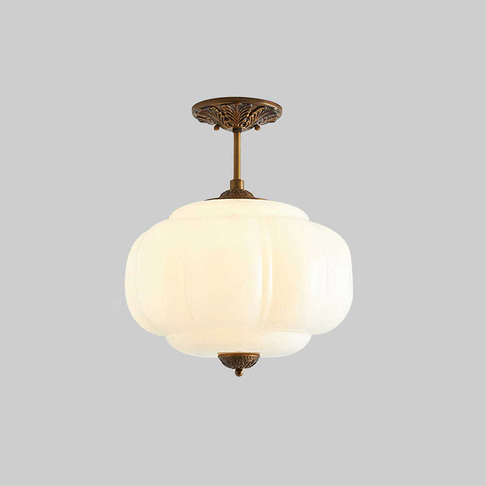 Plafonnier semi-encastré en verre Smeralda – Dia 38cm x H 32cm, Or et blanc