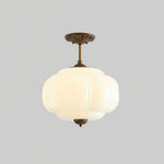 Plafonnier semi-encastré en verre Smeralda – Dia 38cm x H 32cm, Or et blanc