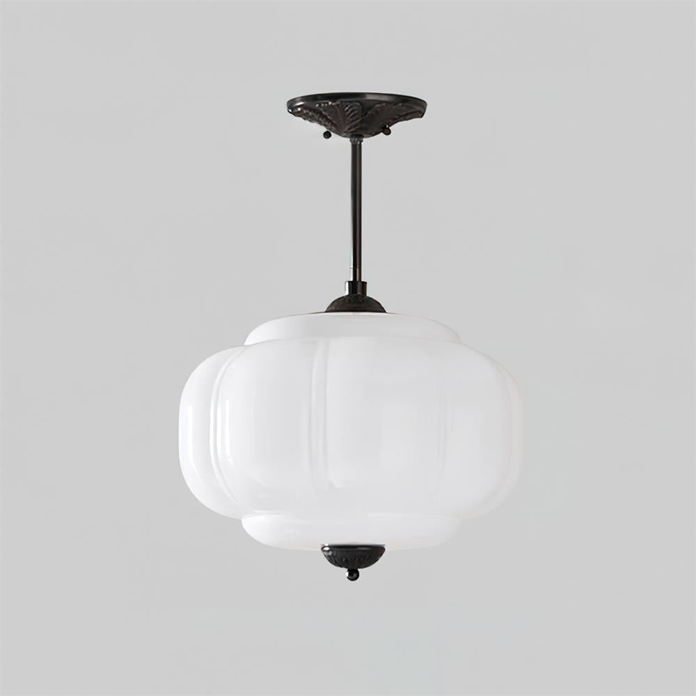 Plafonnier semi-encastré en verre Smeralda – Dia 38cm x H 52cm, Noir et blanc