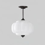 Plafonnier semi-encastré en verre Smeralda – Dia 38cm x H 52cm, Noir et blanc