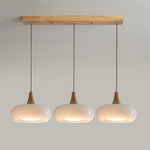 Suspension verre ambré & effet bois Ambrina – 3 Lampes, Blanc